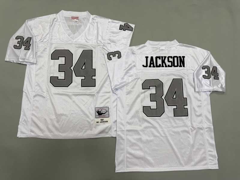 Men 2025 Nike Oakland Raiders #34 Jackson white Throwback Limited NFL Jersey style 001->oakland raiders->NFL Jersey
